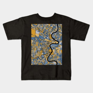 Winnipeg Map Pattern in Blue & Gold Kids T-Shirt